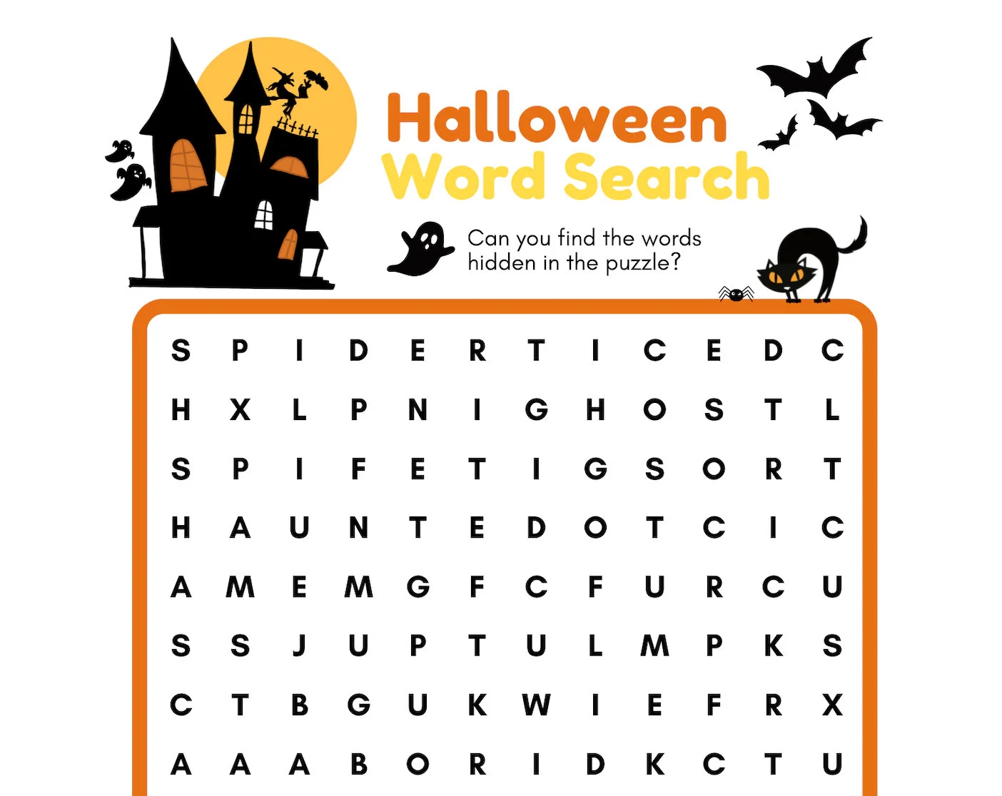 Halloween Free Printable Word Searches