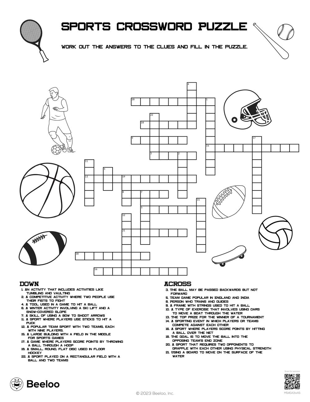 Sports Crossword Puzzle Beeloo Printable Crafts And Activities Worksheets Library Sports Crossword Puzzle Beeloo Printable Crafts And Activities Worksheets Library