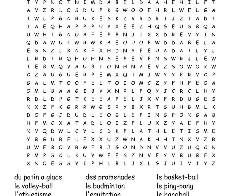 Sports Word Search WordMint