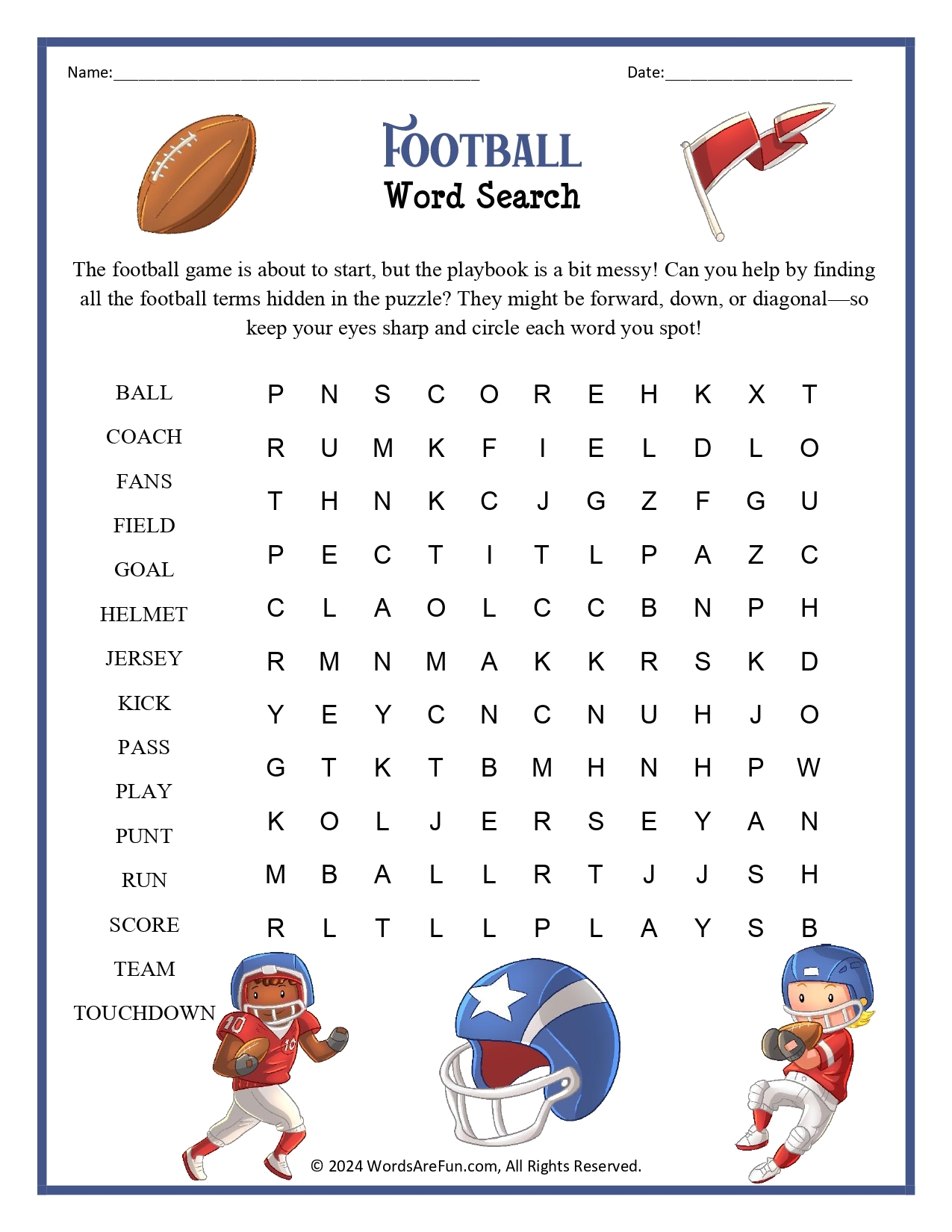 Free Printable Sports Word Searches For Kids