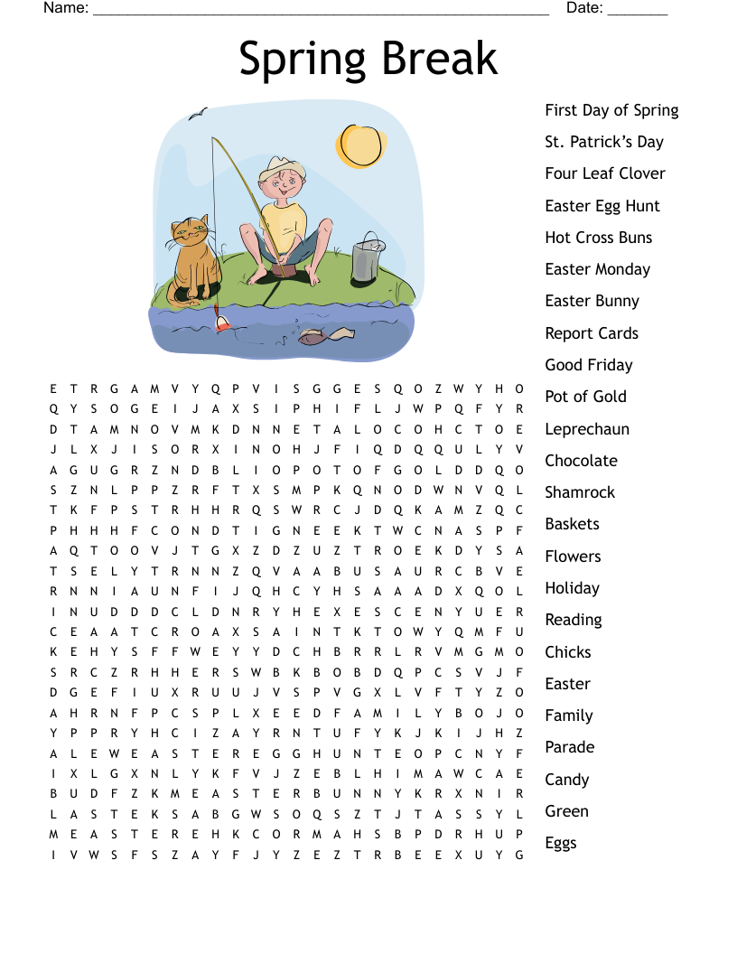 Spring Break Word Search WordMint