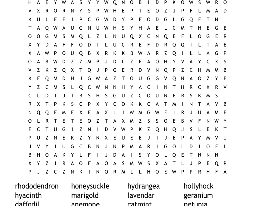 Spring Flowers Word Search WordMint