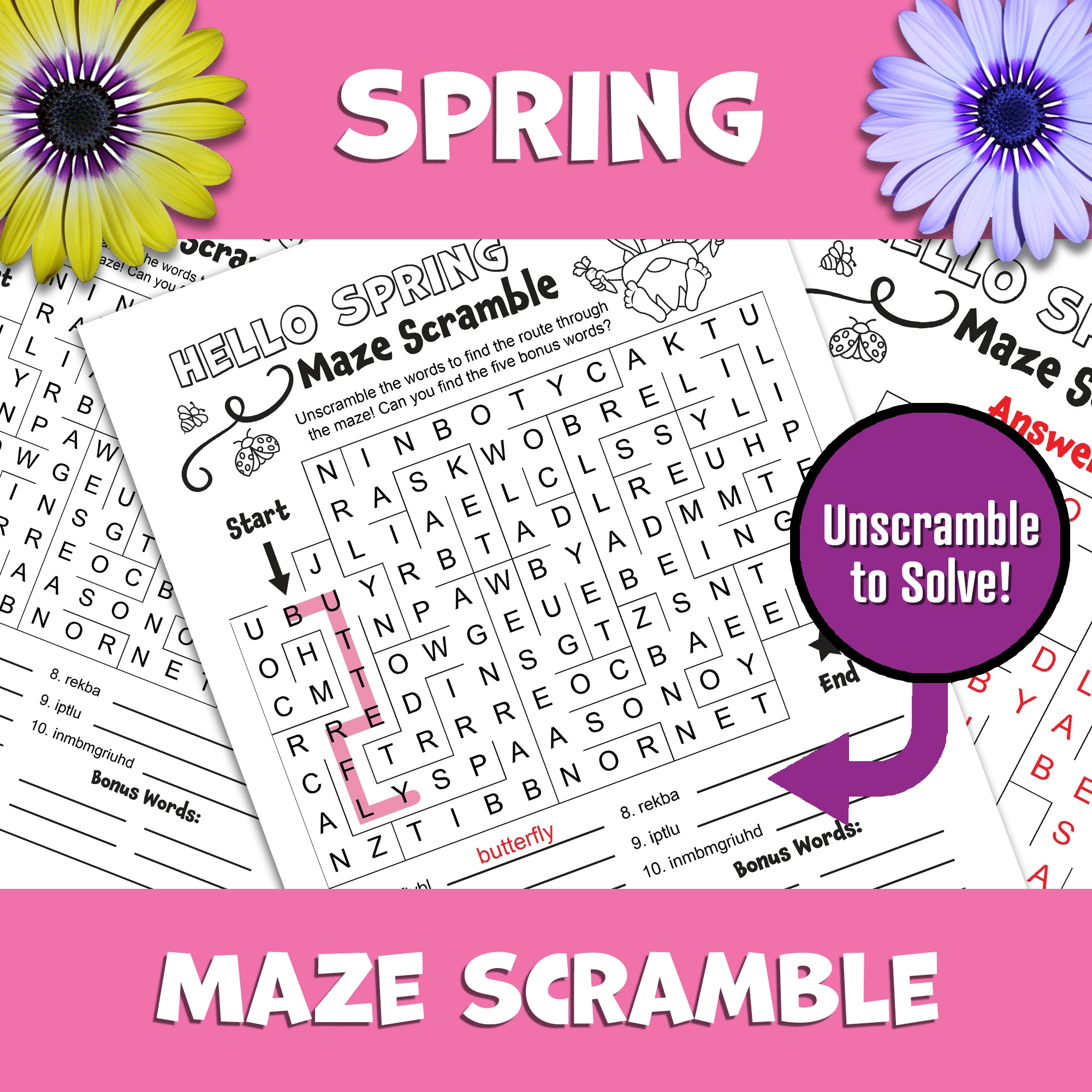 Spring Maze Printable Word Scramble Activity Word Search Puzzle Classful Spring Maze Printable Word Scramble Activity Word Search Puzzle Classful