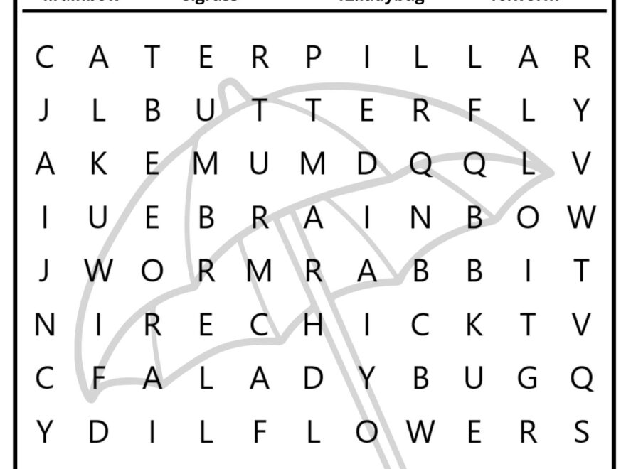 Spring Season Vocabulary Word Search For Kids And English Language Learners 16 Words Downloadable PDF Ezpzlearn