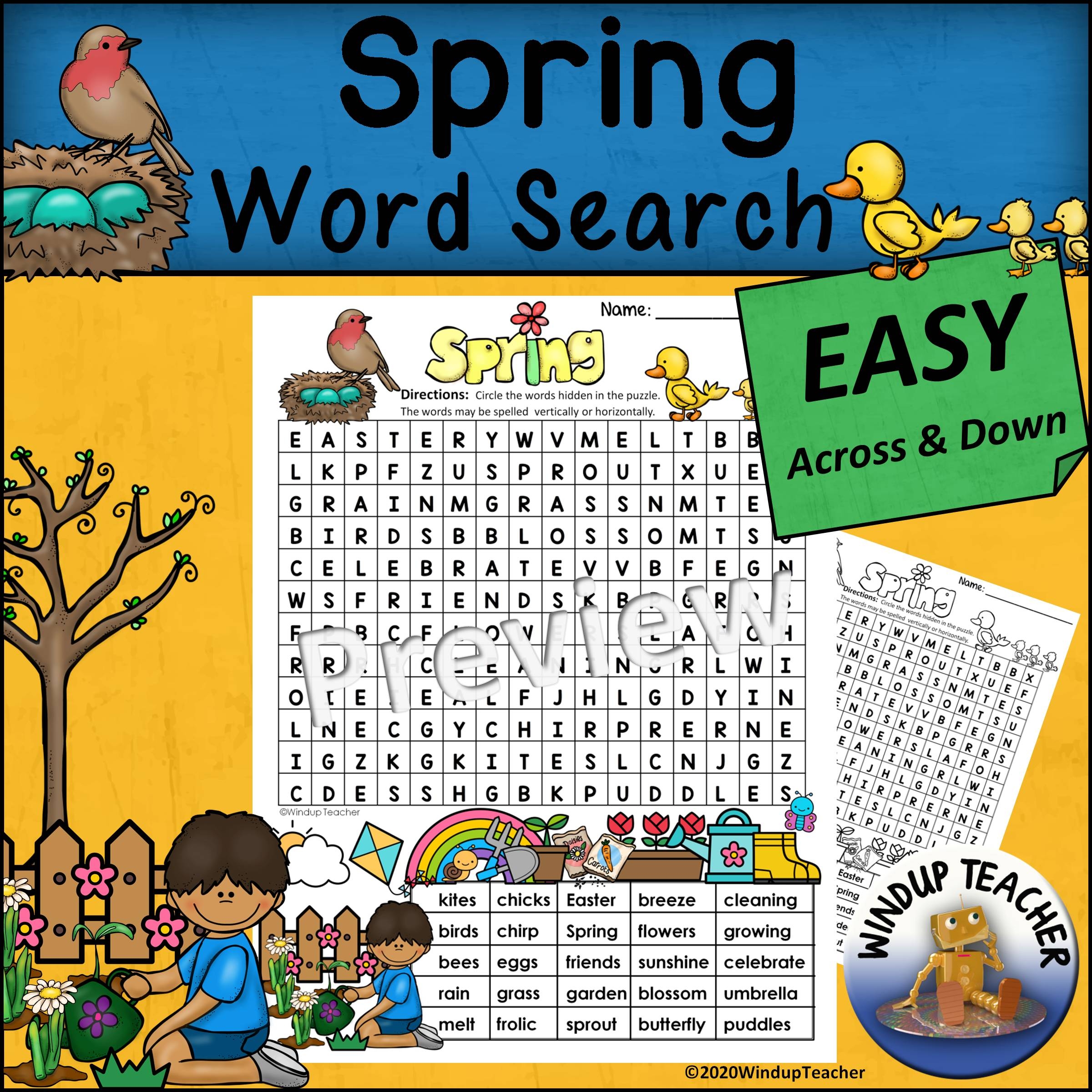 Spring Word Search EASY Puzzle Ready To Go Made By Teachers