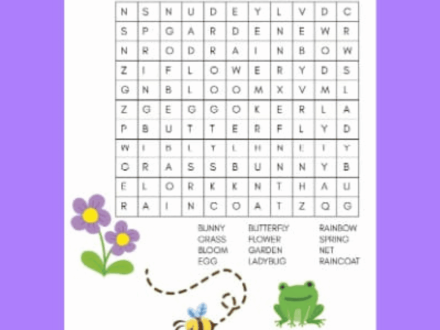Spring Word Search For Kids