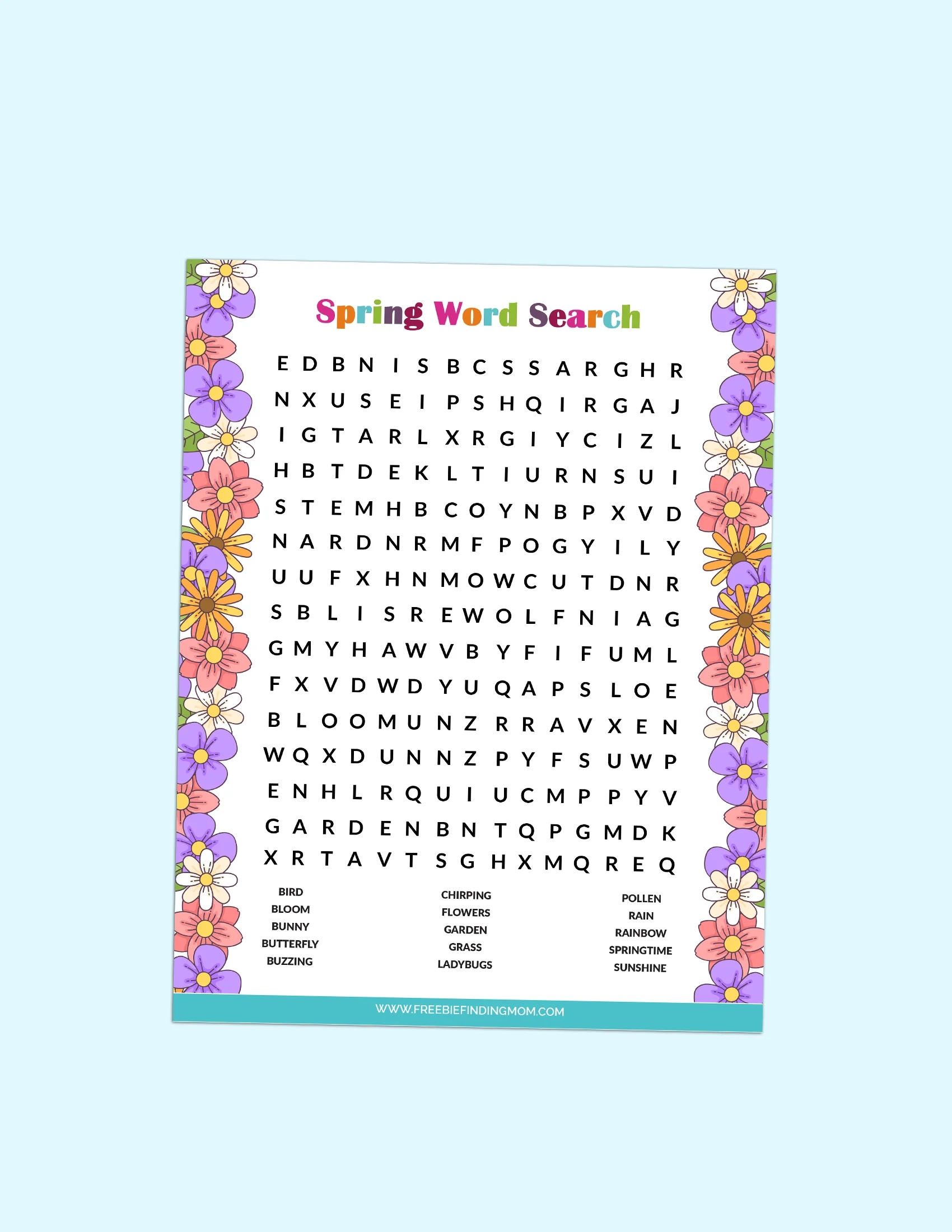 Spring Word Search Free Printable