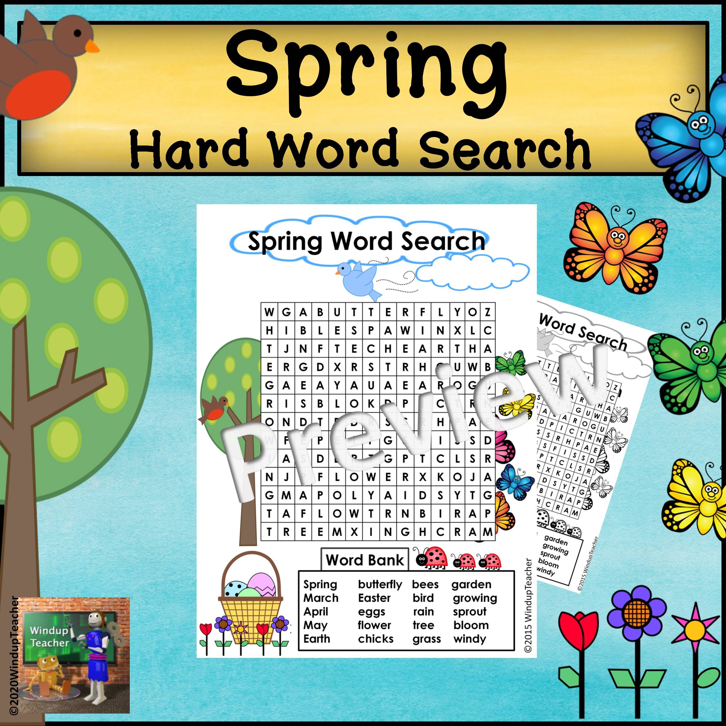 Spring Word Search HARD Puzzle Made By Teachers