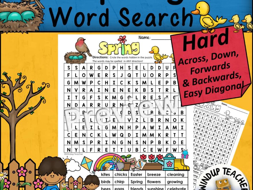 Spring Word Search HARD Puzzle Ready To Go Made By Teachers