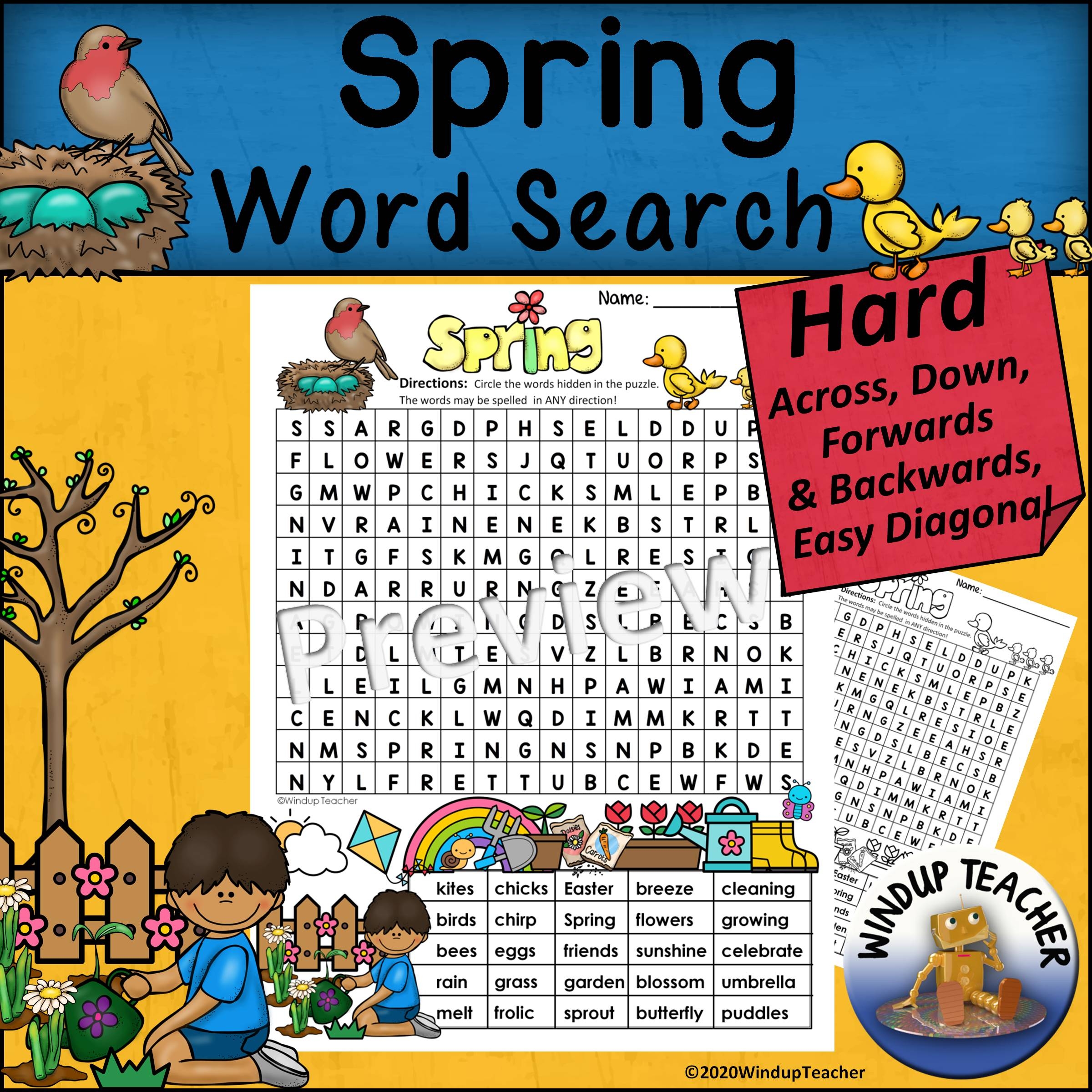 Spring Word Search HARD Puzzle Ready To Go Made By Teachers