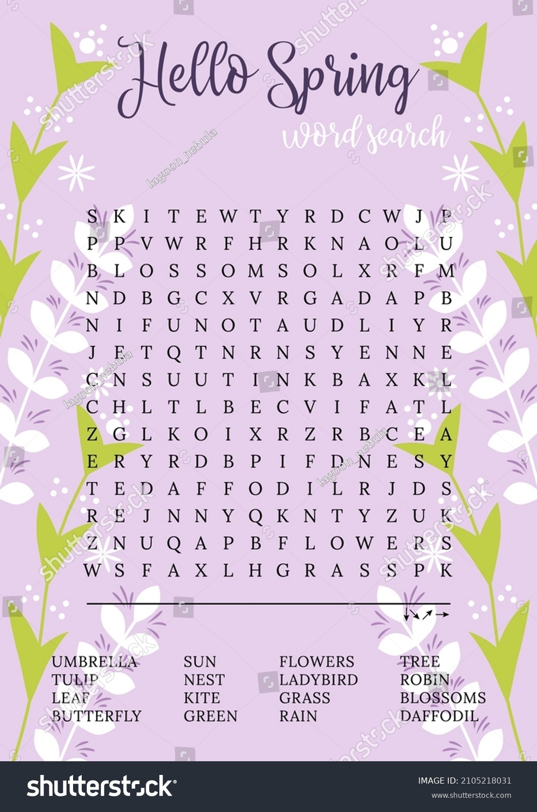Spring Word Search Puzzle Flowers Logic Stock Vector Royalty Free 2105218031 Shutterstock