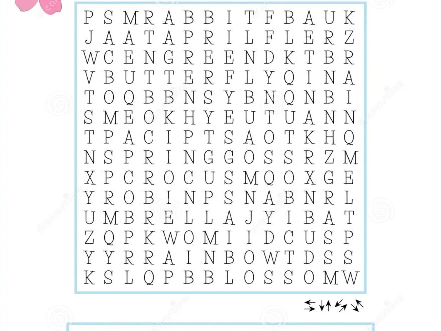 Spring Word Search Puzzle Logic Game For Learning English Words Printable Party Card Stock Illustration Illustration Of Crossword Holiday 211465745