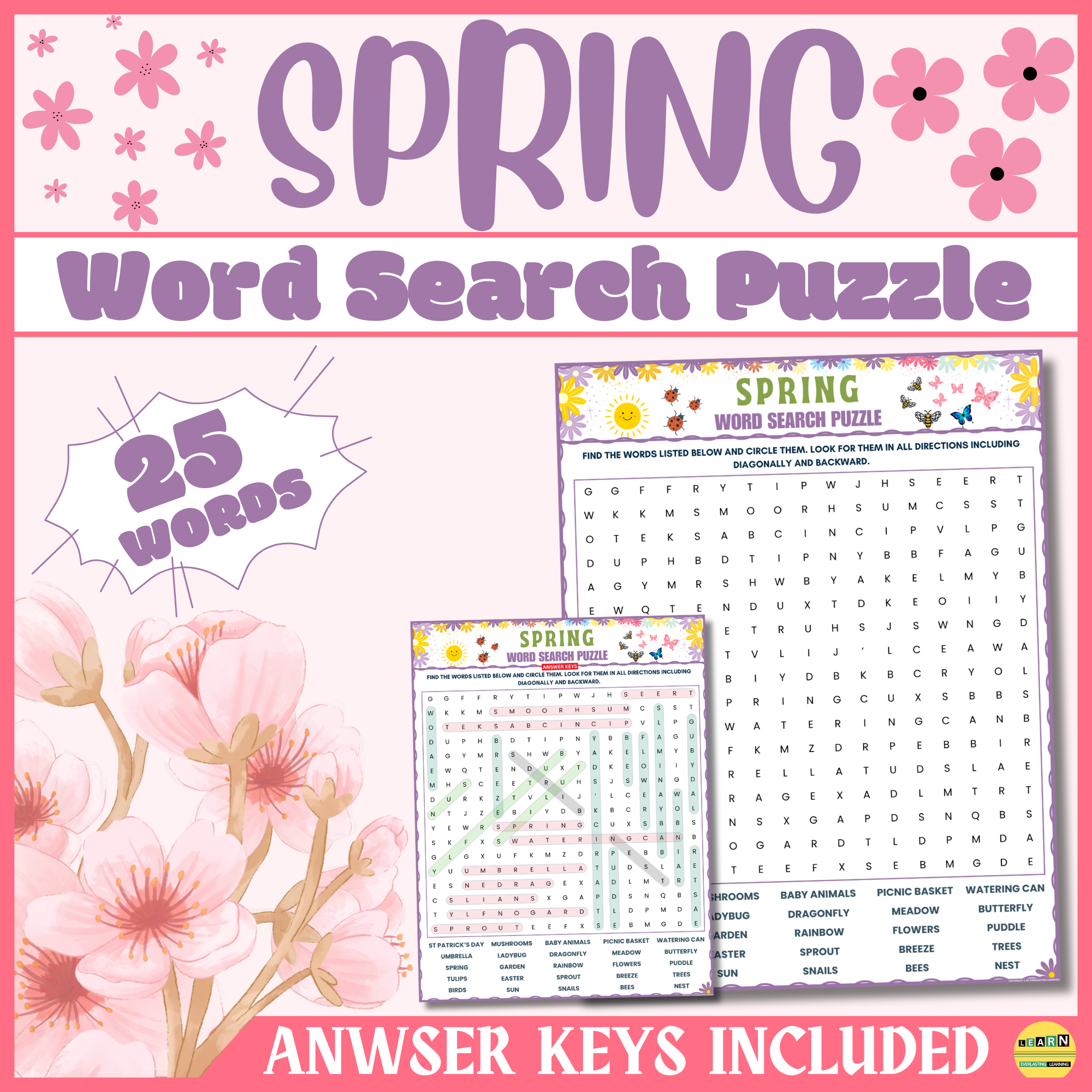 Spring Word Search Spring Printable Games