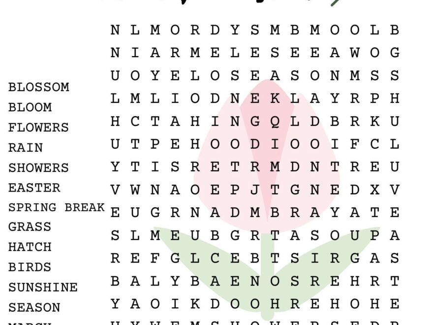 Spring Word Search Puzzle With Answer Sheet Seasonal Games Seasonal Puzzles Family Activities Children s Puzzles Etsy