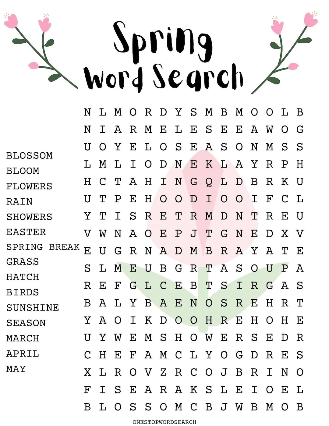 April Word Searches Printable