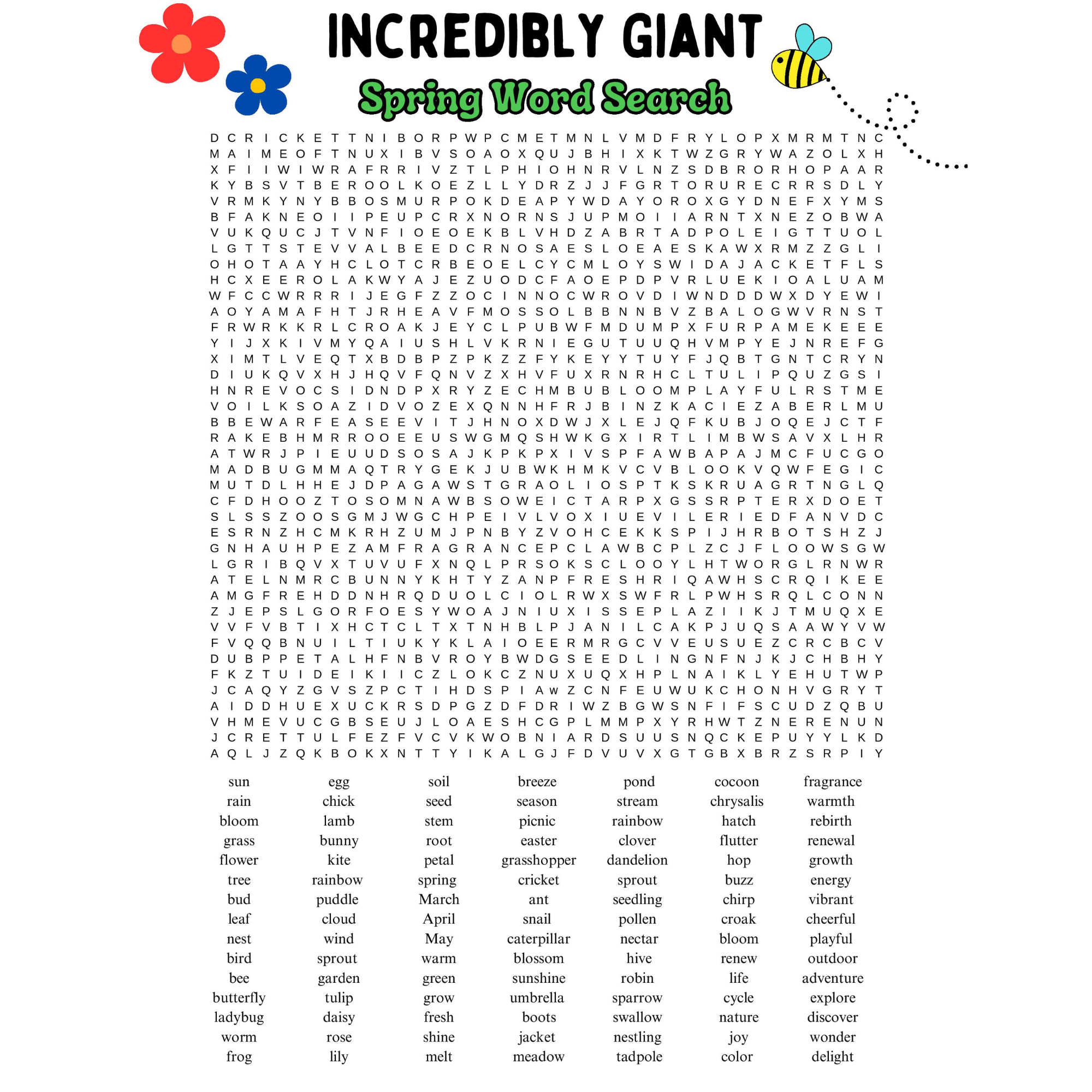 Seasonal Word Search Printables