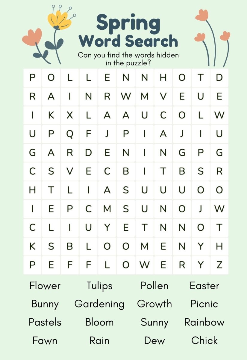 Spring Word Search Printable Worksheets
