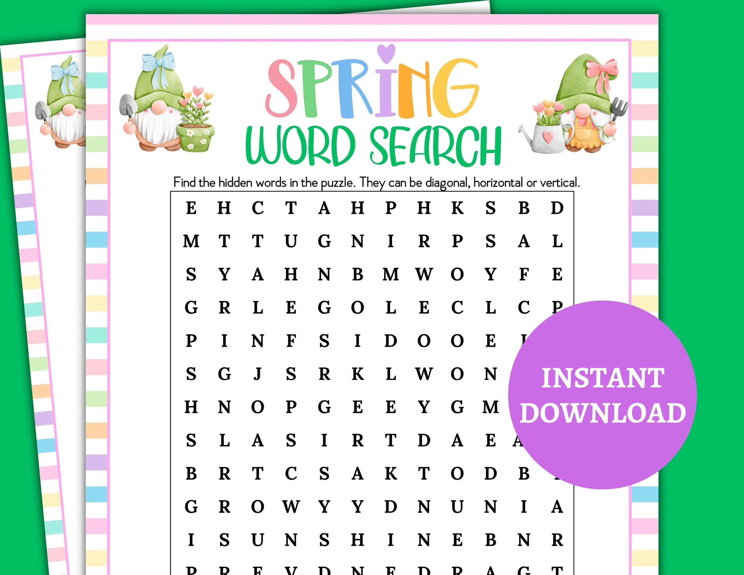 Spring Word Search 2nd Grade Free Printable