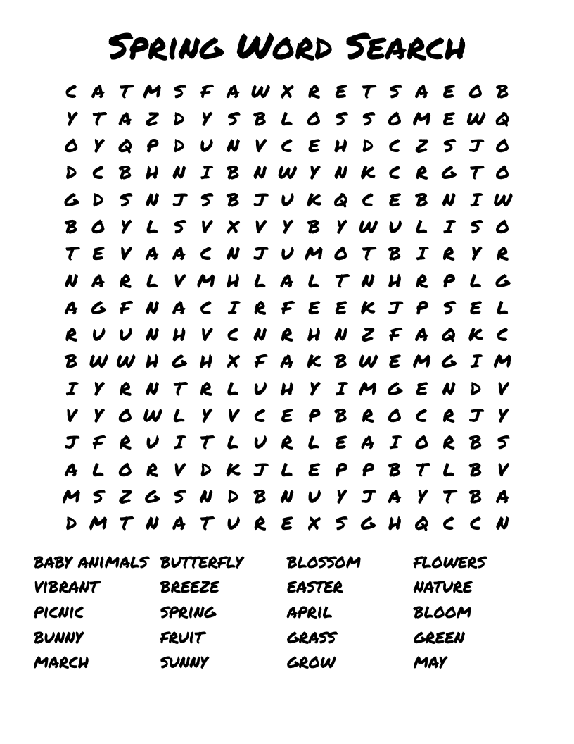 Spring Word Search WordMint