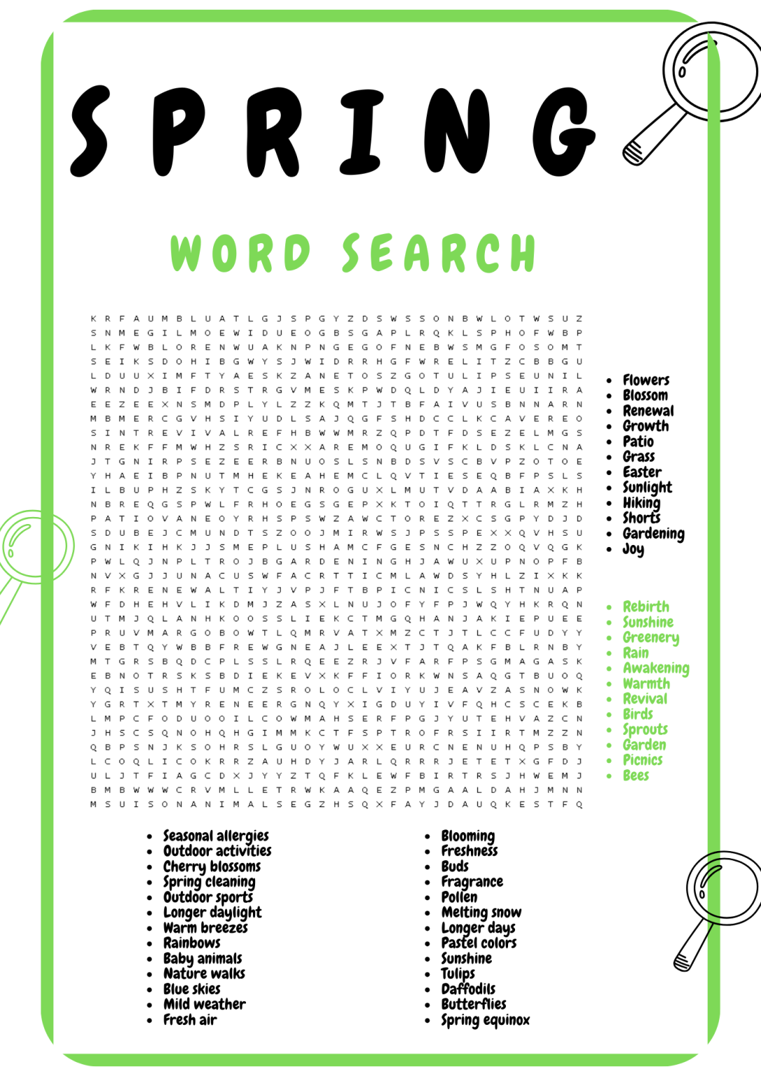 Spring Word Strahlen Search