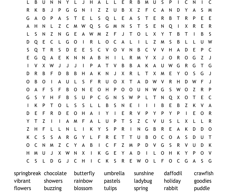 Springtime Word Search WordMint