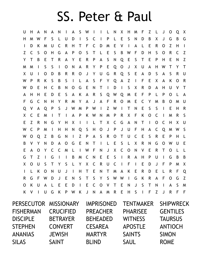 Saints Printable For Kids Word Search Saints Printable For Kids Word Search