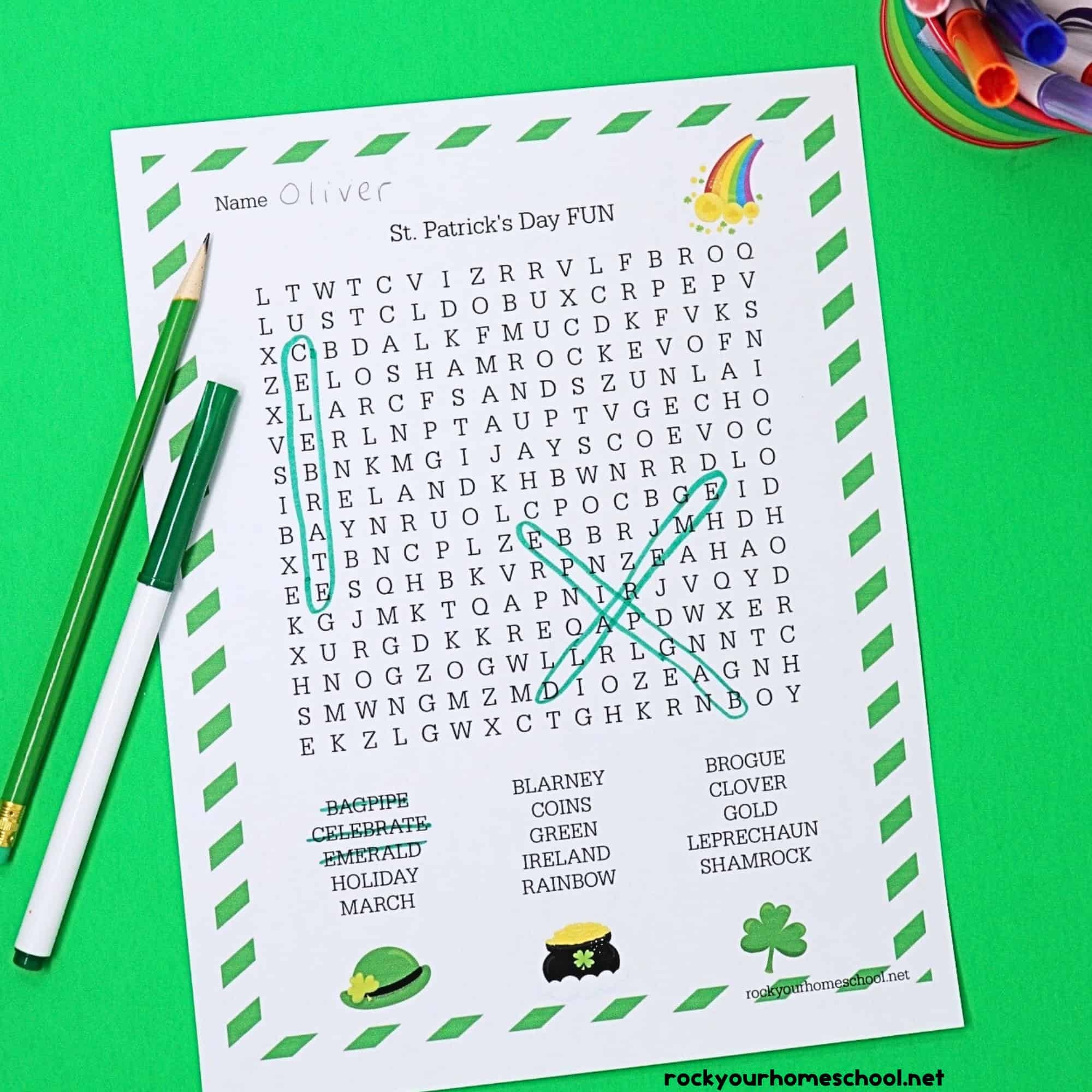St Patrick s Day Word Search For Easy Holiday Fun Free Rock Your Homeschool