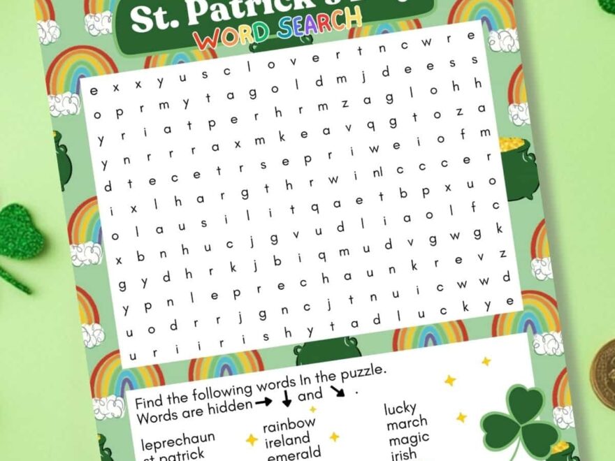 St Patrick s Day Word Search Printable Completely Christmas