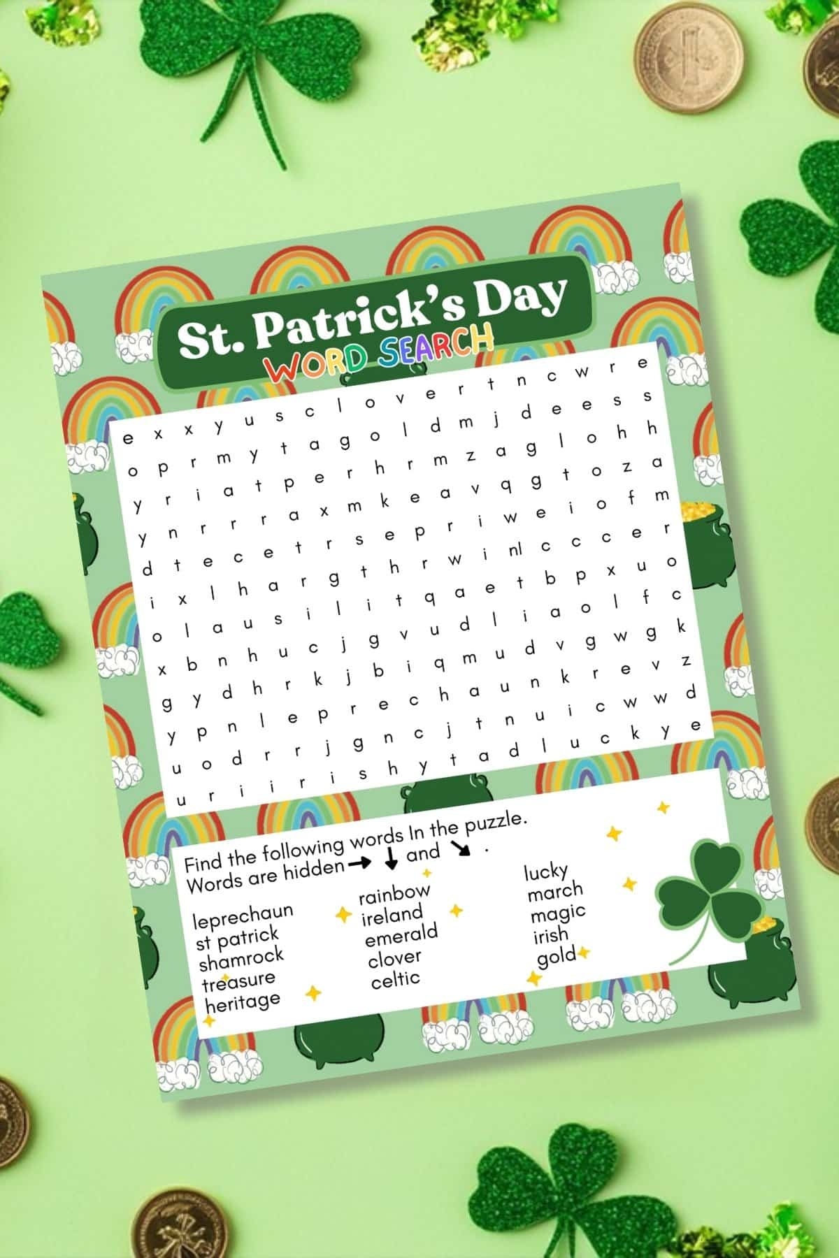 St Patrick s Day Word Search Printable Completely Christmas
