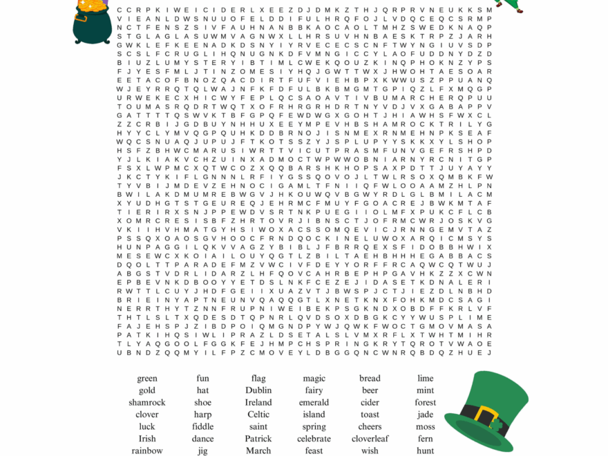 St Patrick s Day Word Search Puzzle Worksheet Activity 60 WORDS Made By Teachers