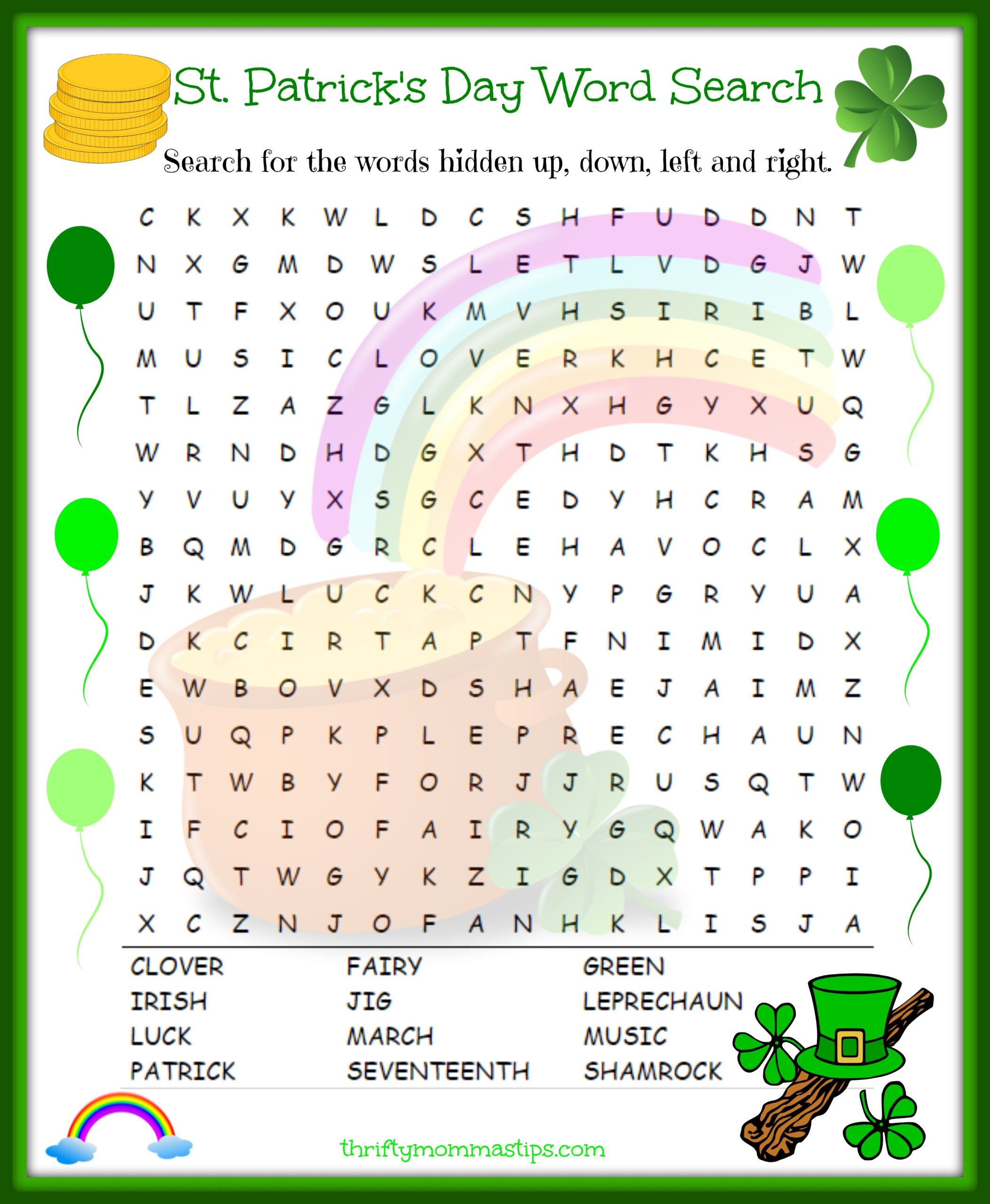 st patrick s day word search