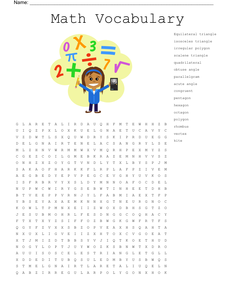 STAAR Math Vocabulary Word Search WordMint