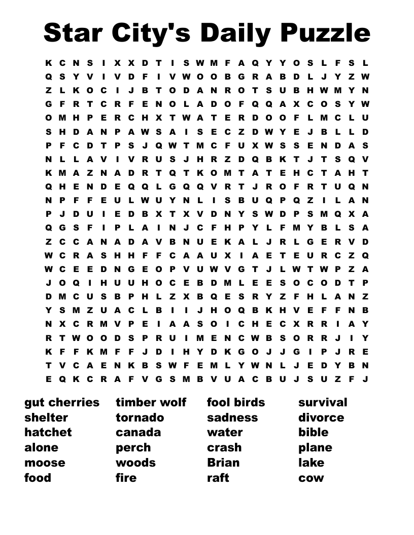 Star City s Daily Puzzle Word Search WordMint