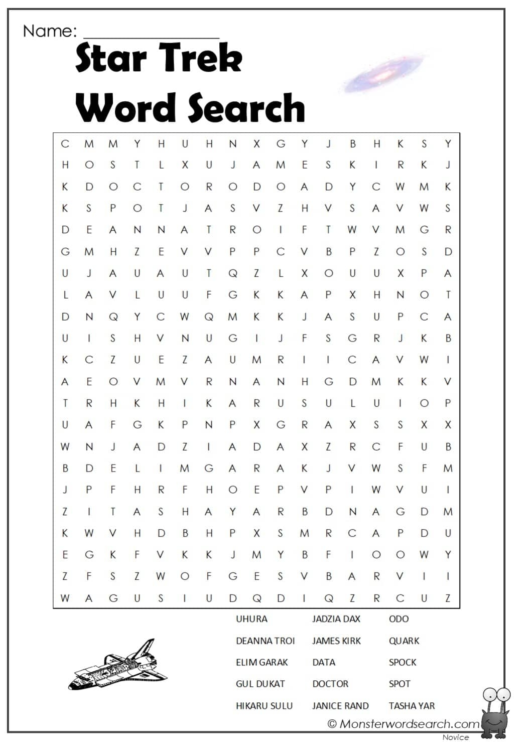Star Trek Word Search Monster Word Search