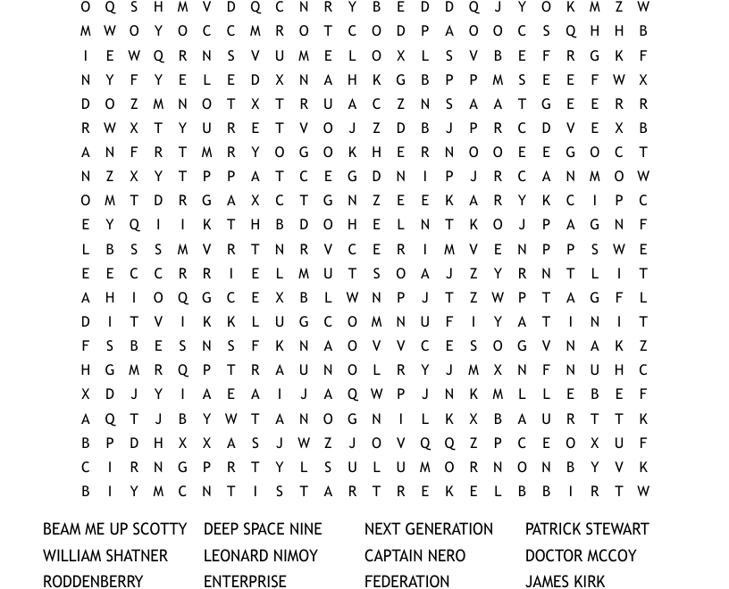 Star Trek Word Search WordMint