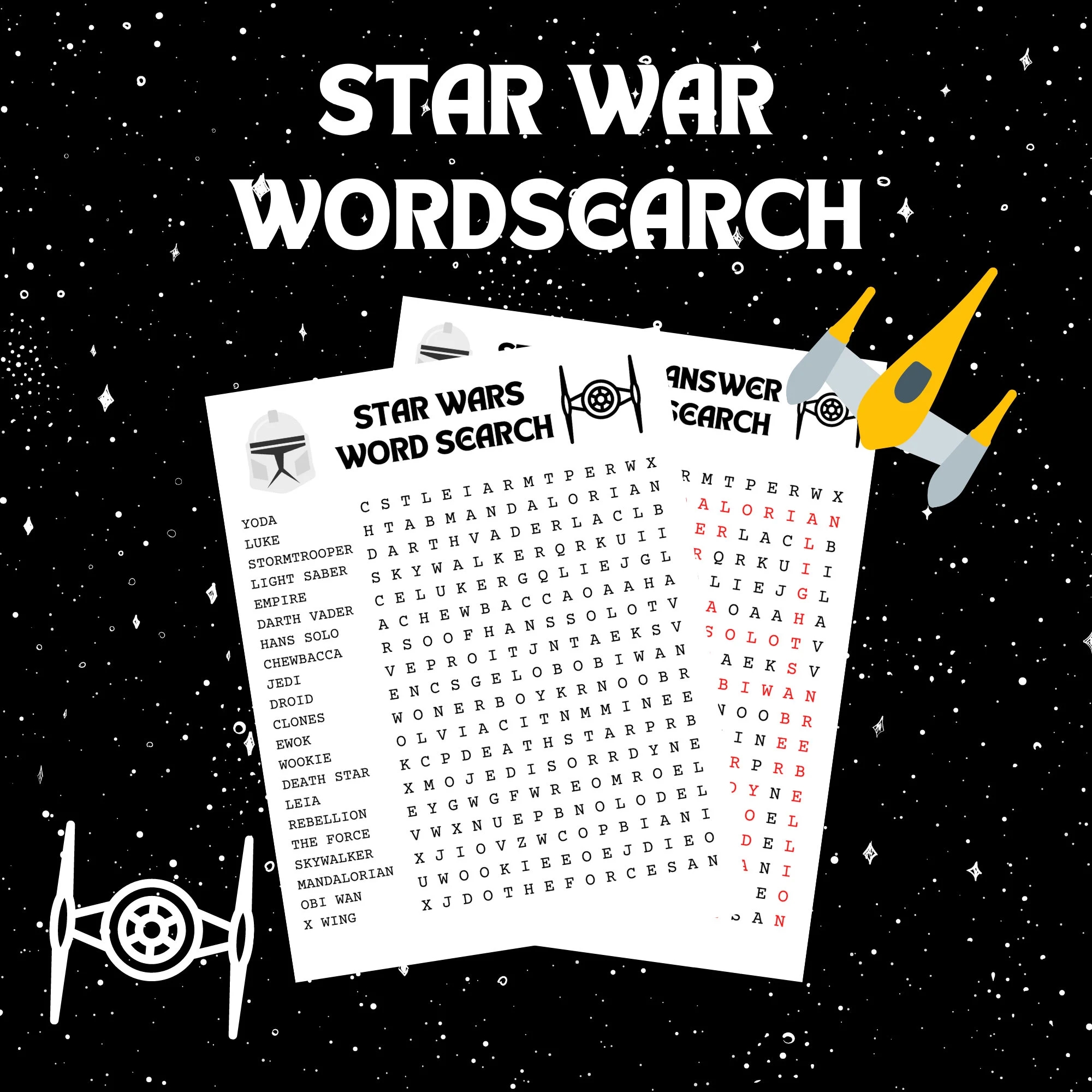 Star Wars Themed Word Search Words Search For Kids Star Wars Theme Word Search Puzzle Kids Printable Digital Product Kids Activity Etsy