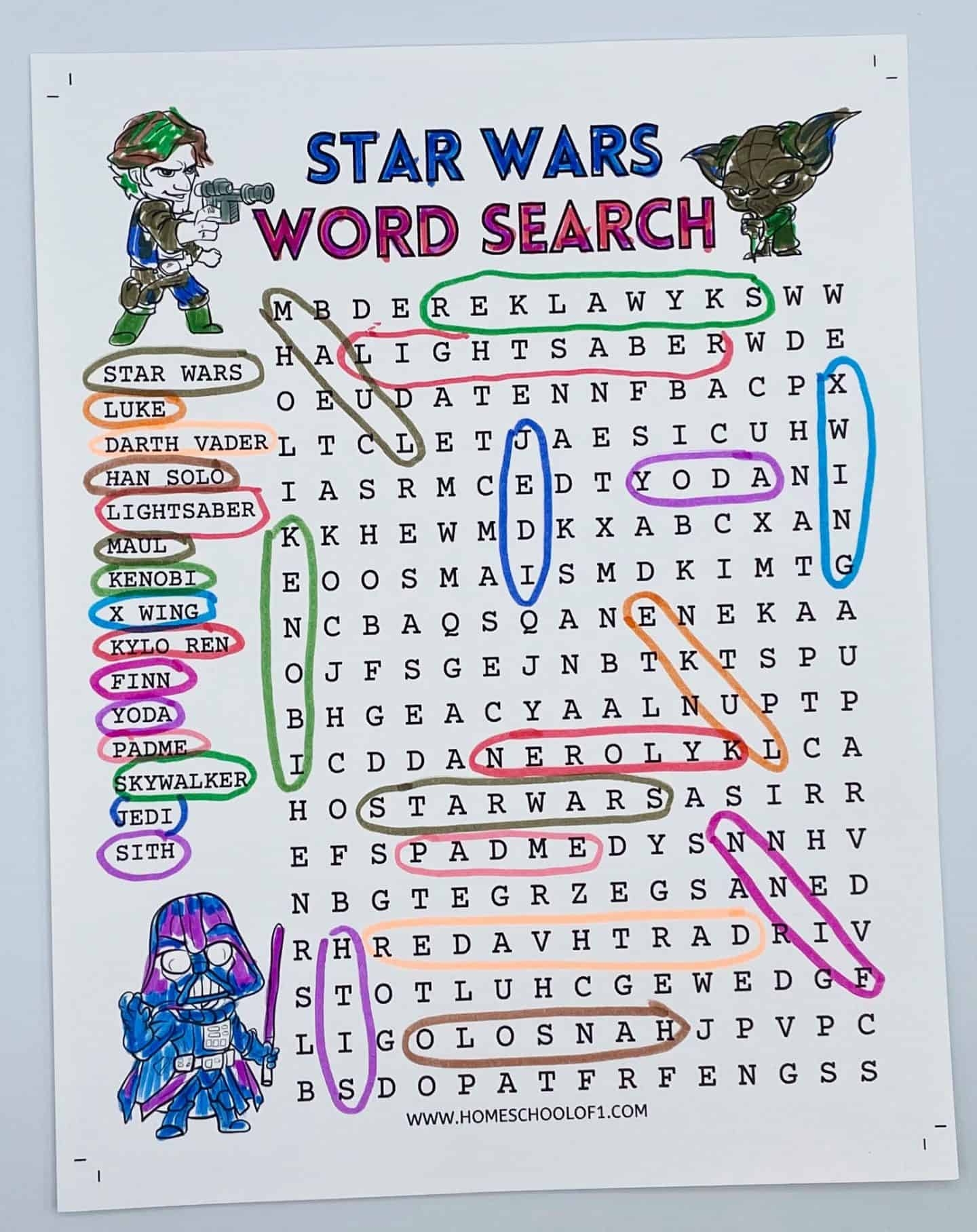 Star Wars Word Search Free Printable 