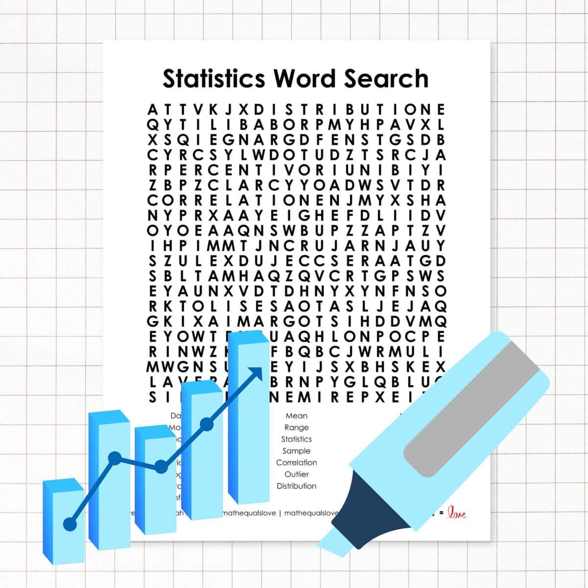 Statistics Word Search Puzzle Math Love