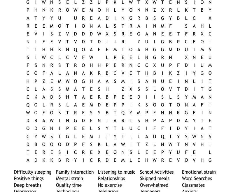 Stress Word Search WordMint