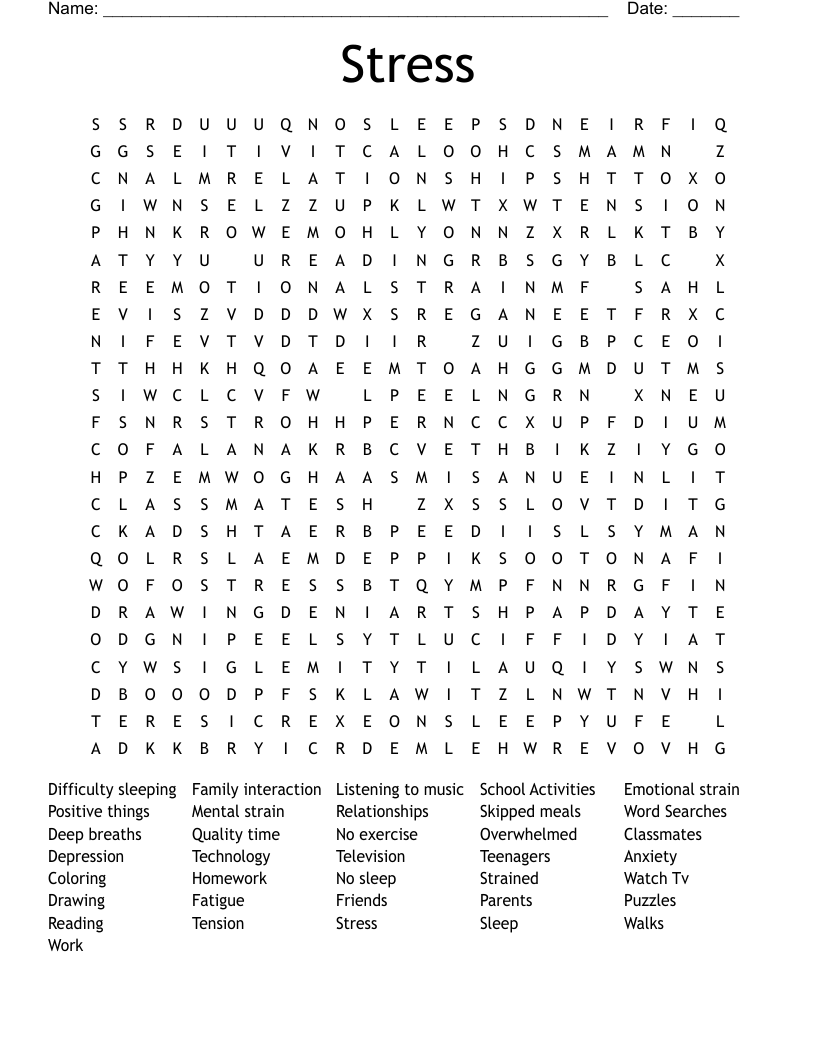 Stress Word Search WordMint