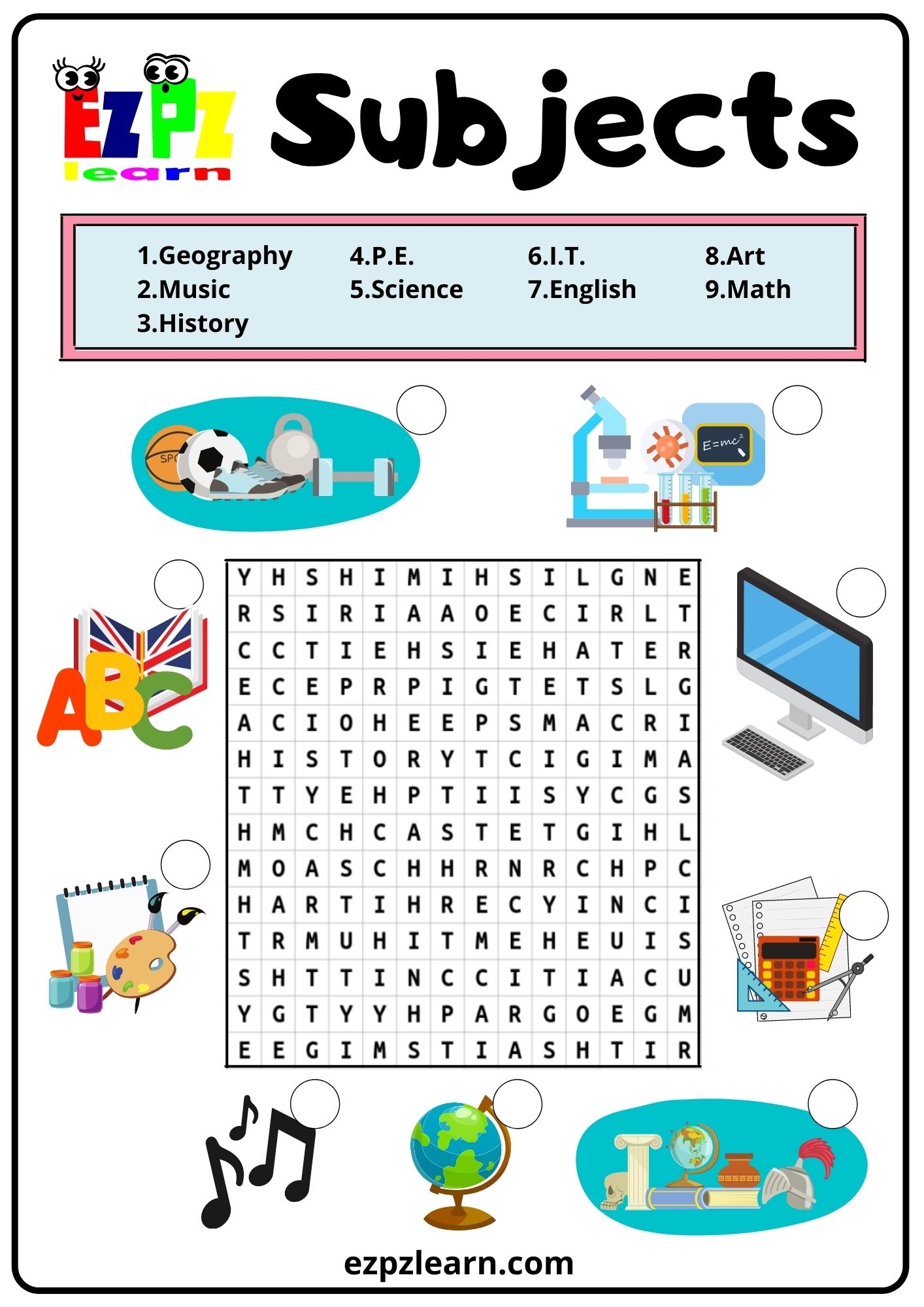 Word Search Printable Science