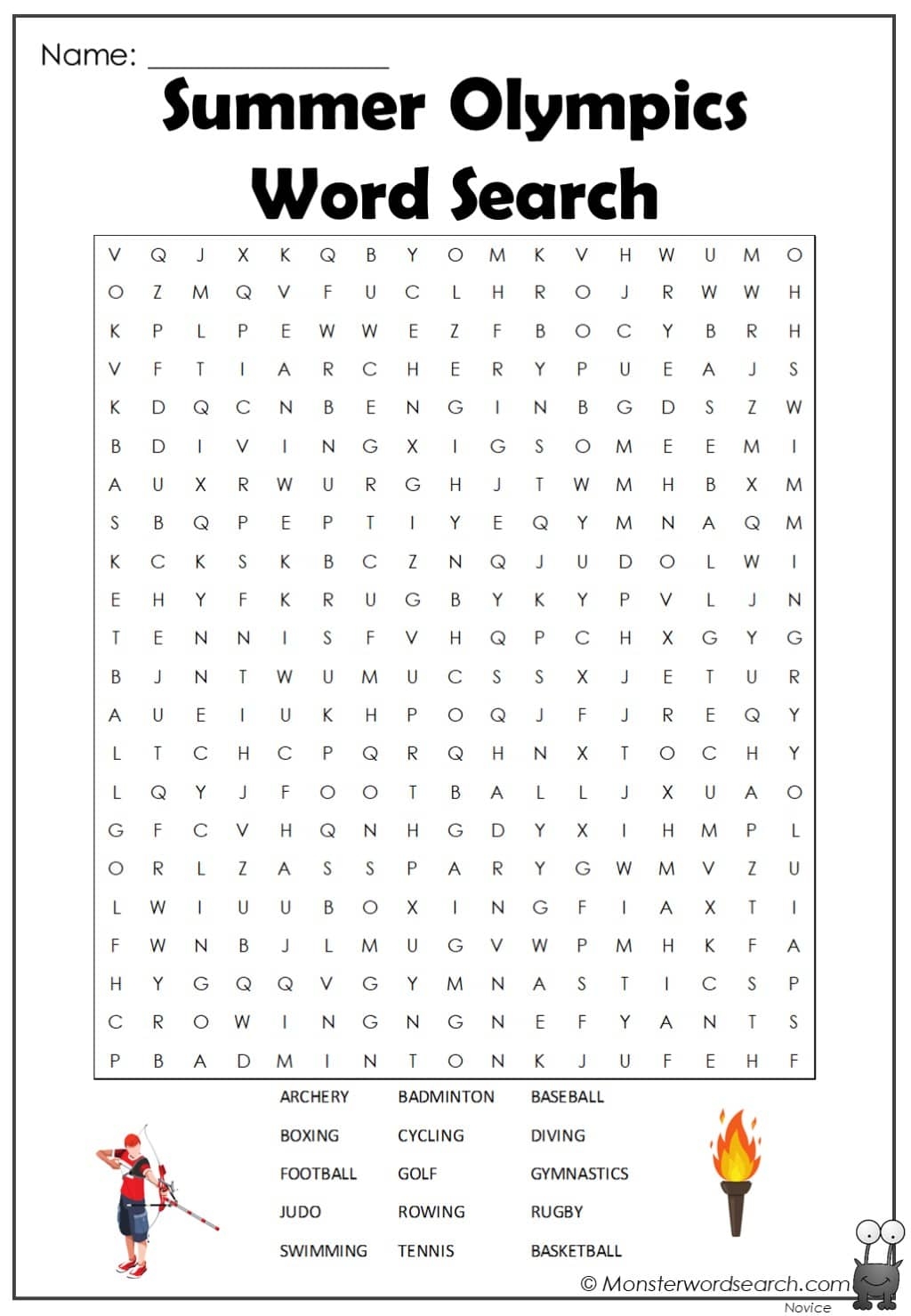 Competitive Swimming Word Search Printable