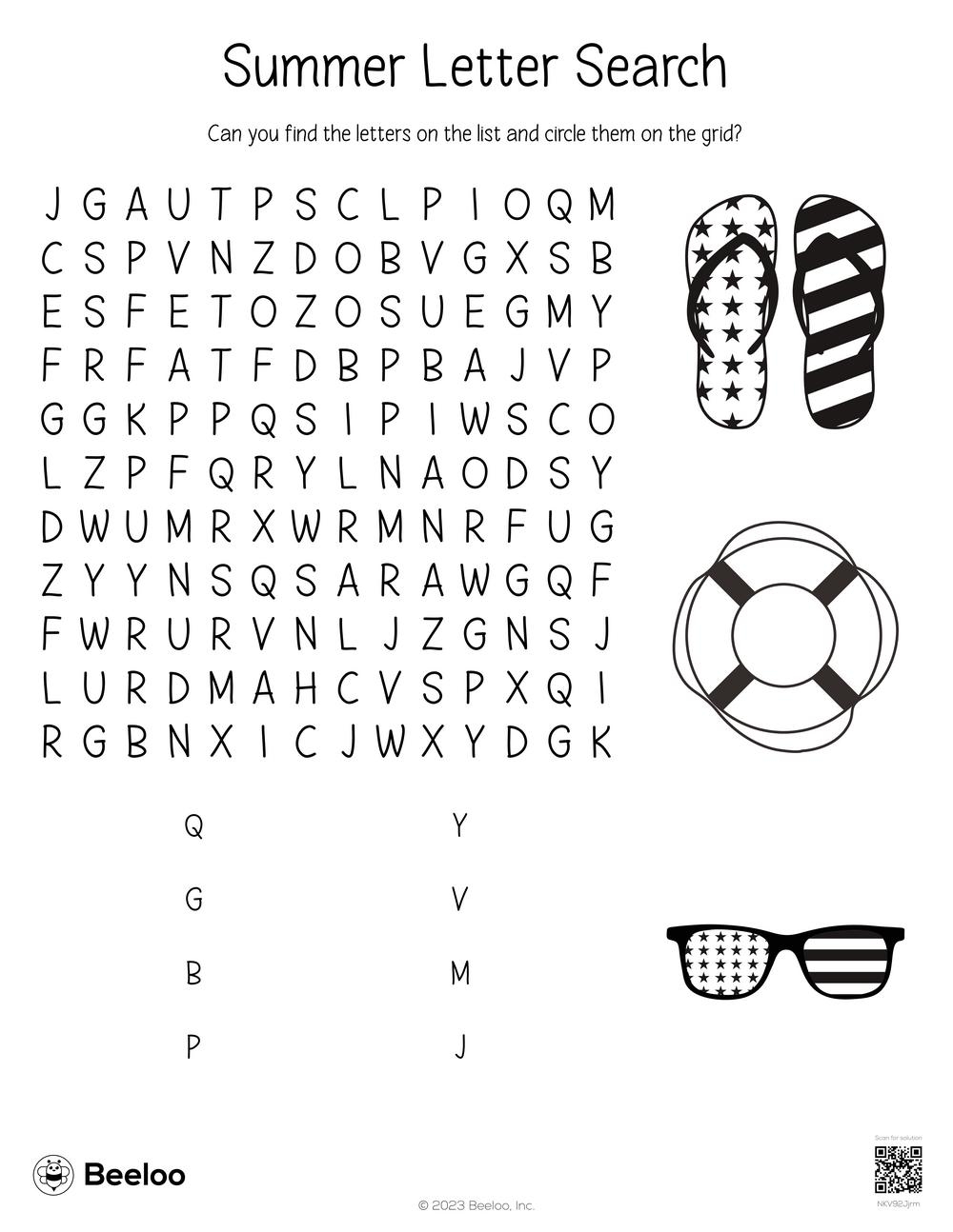 summer themed word searches beeloo printable crafts and activities for kids
