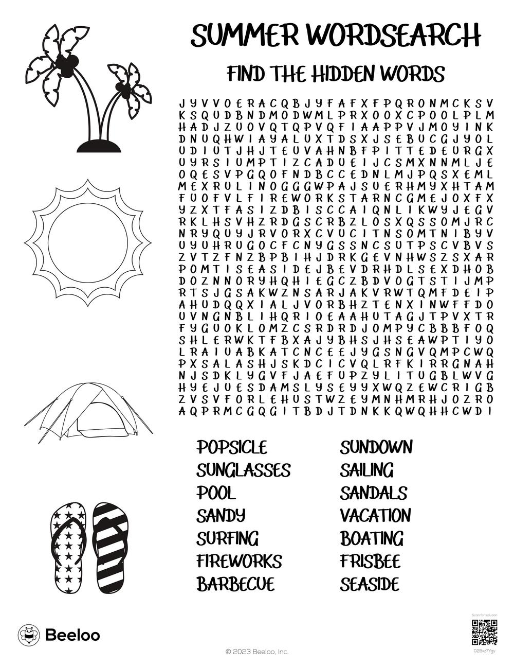 Summer themed Word Searches Beeloo Printable Crafts And Activities For Kids