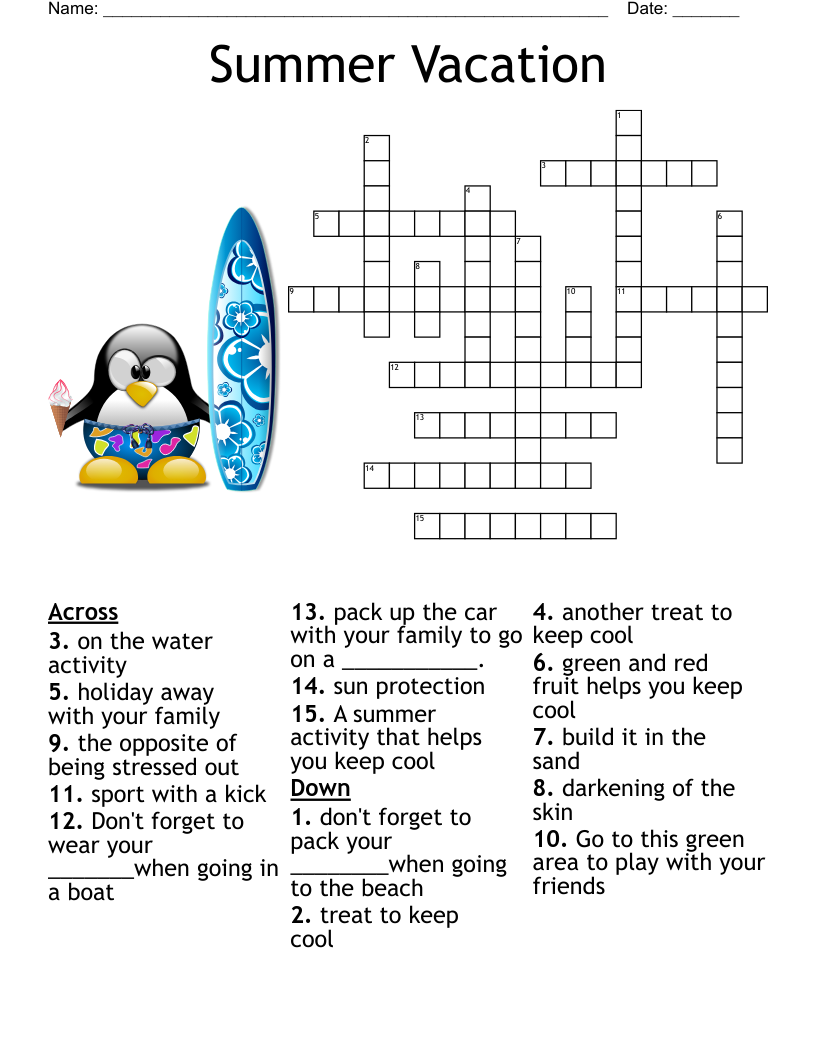 Summer Vacation Word Search WordMint