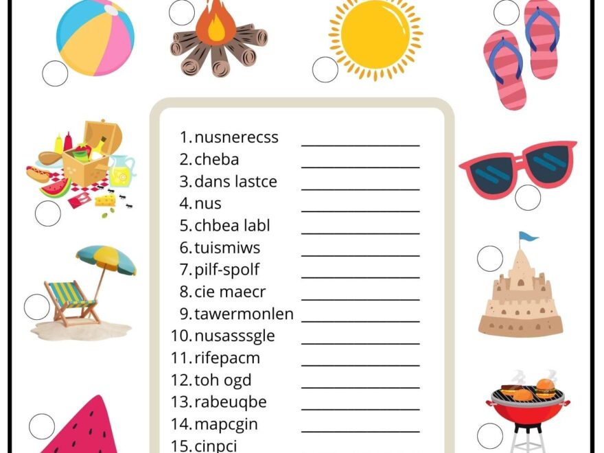 Summer Word Scramble Activity Ezpzlearn