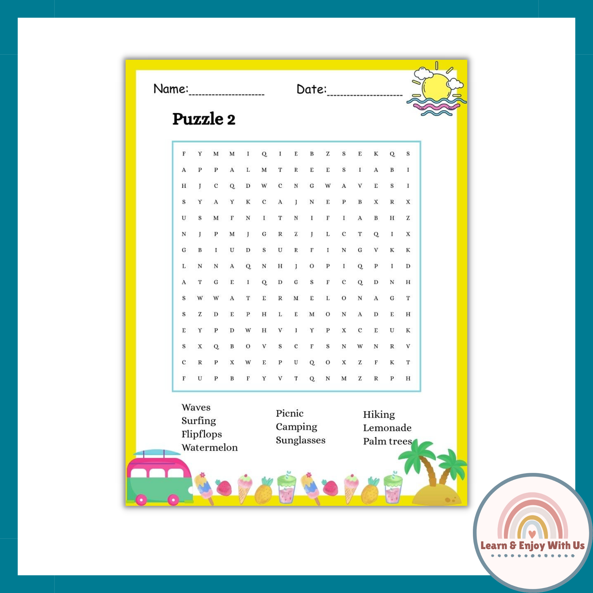 Summer Word Search Activity For 1st And 2nd Grade End Of Year Activities Made By Teachers