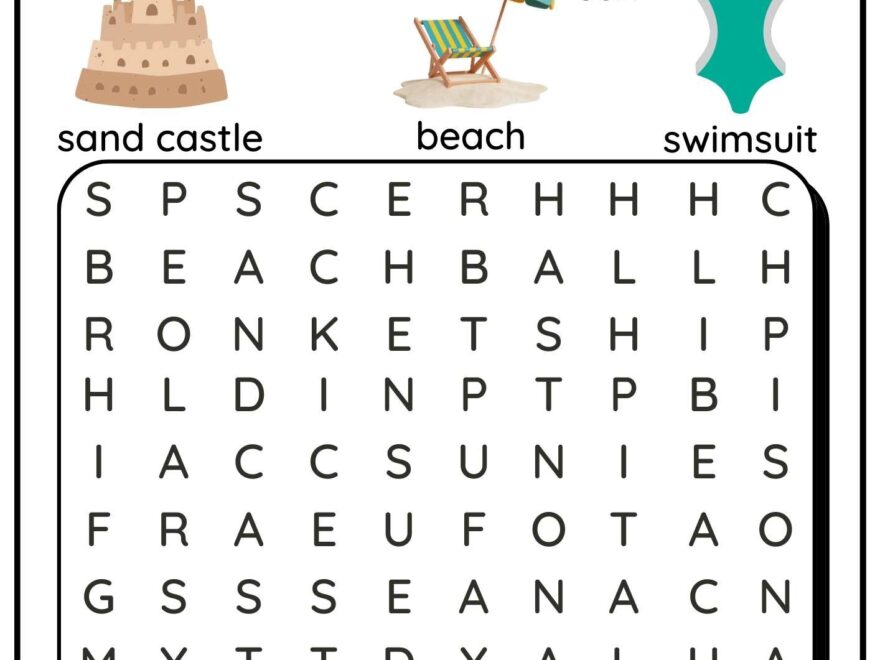 Summer Word Search Activity For Kids Set 1 Ezpzlearn