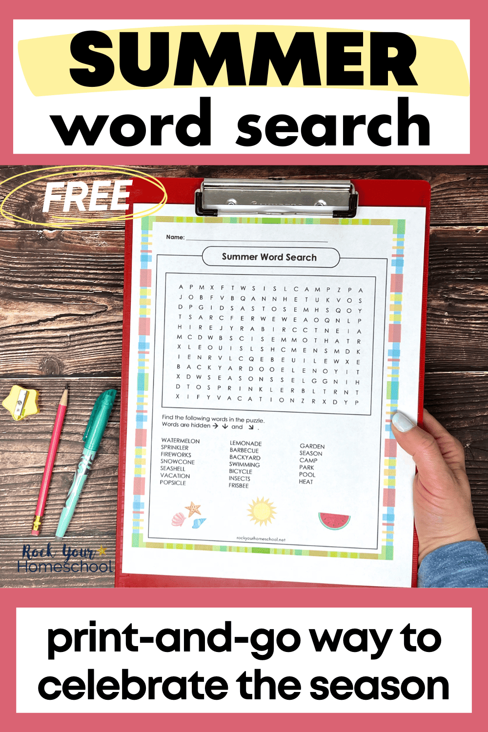 Free Printable Summer Fun Word Search