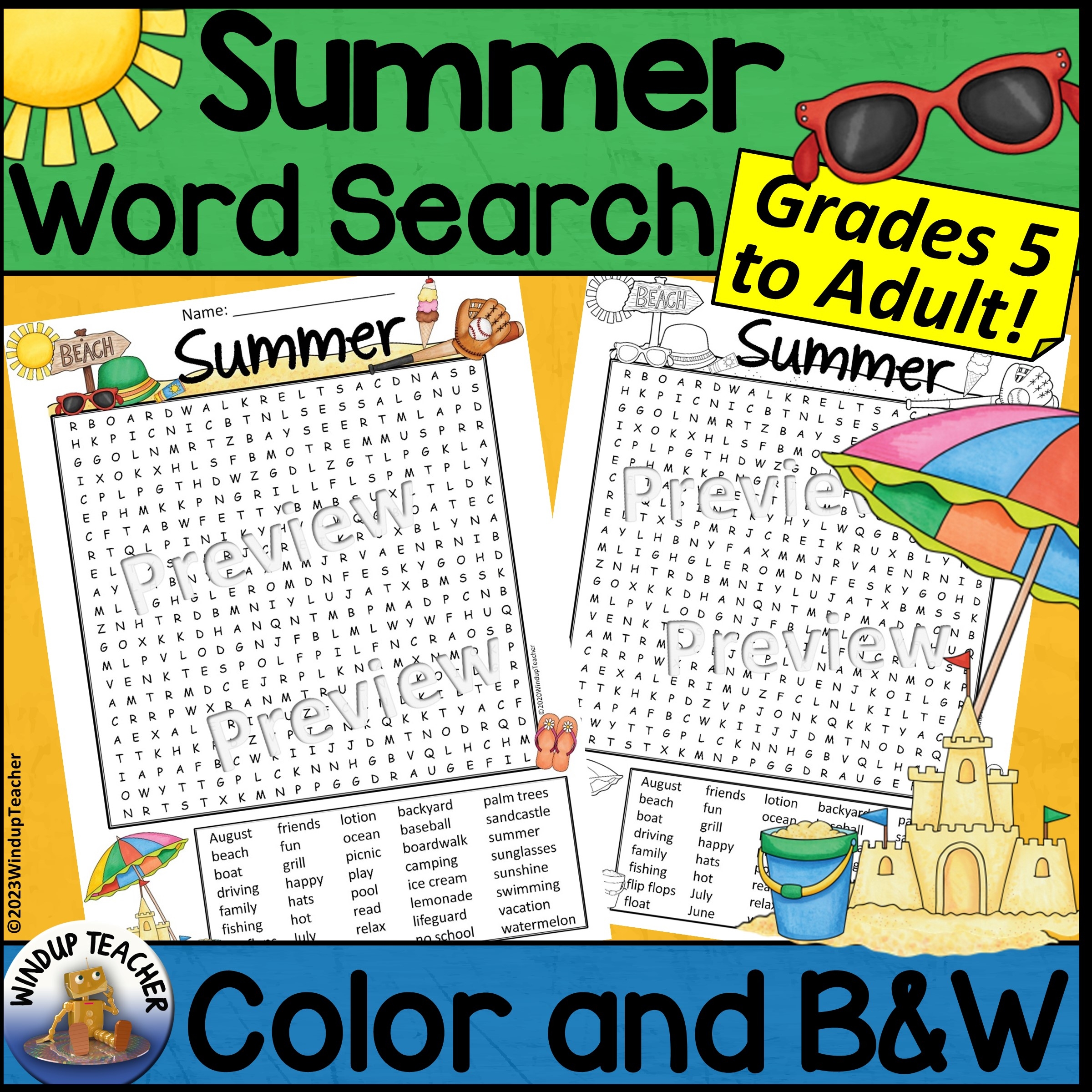 Summer Word Search Activity Printable Hard For Grades 5 To Adult Made By Teachers
